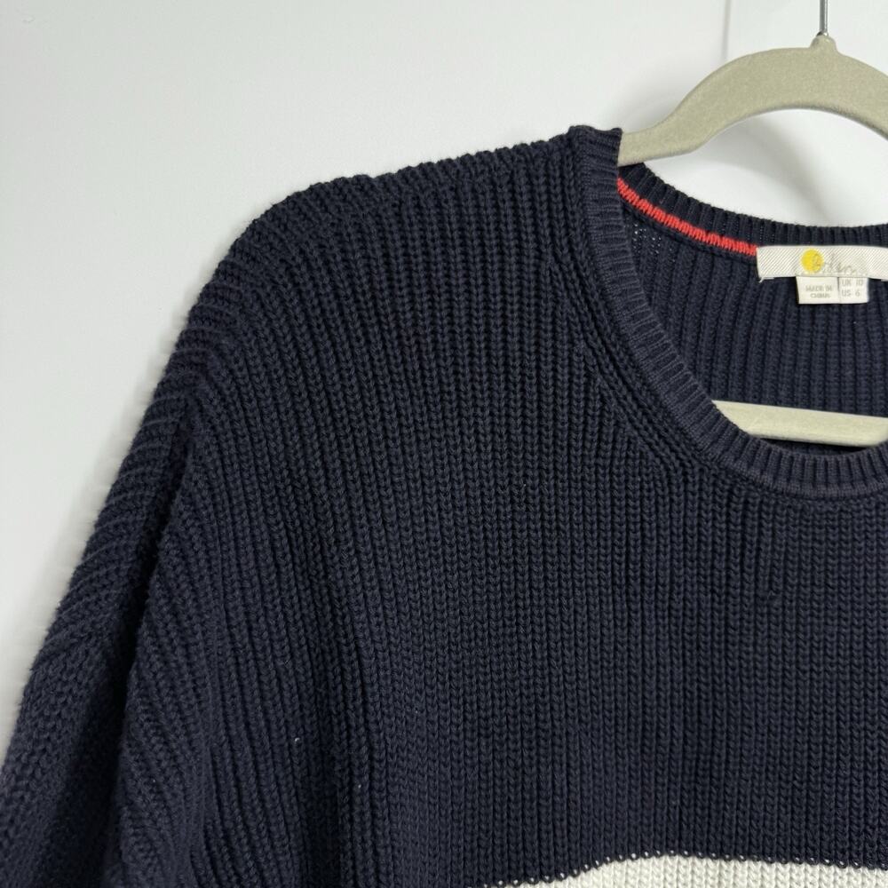 Boden Crewneck Sweater US Size 6 Cotton Ribbed Blue Striped Jumper Nautical Prep - Picture 5 of 10
